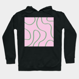 Green lines on a pink background Hoodie